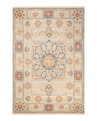Traditional Mogul Ivory Wool Area Rug 6' 2" x 9' 1" - Solo Rugs