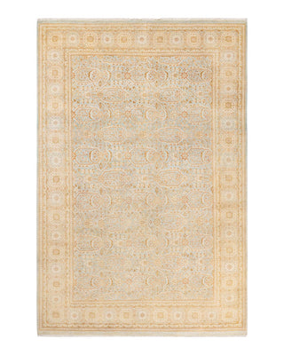 Traditional Mogul Light Blue Wool Area Rug 6' 1" x 9' 2" - Solo Rugs