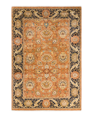 Traditional Mogul Brown Wool Area Rug 6' 1" x 8' 10" - Solo Rugs