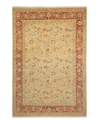 Traditional Mogul Ivory Wool Area Rug 6' 1" x 8' 10" - Solo Rugs