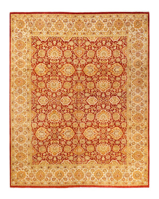 Traditional Mogul Orange Wool Area Rug 8' 3" x 10' 3" - Solo Rugs