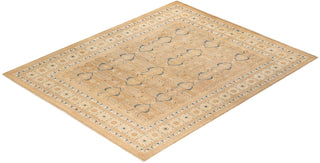 Traditional Mogul Yellow Wool Area Rug 7' 10" x 9' 7" - Solo Rugs