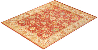 Traditional Mogul Orange Wool Area Rug 8' 1" x 10' 2" - Solo Rugs