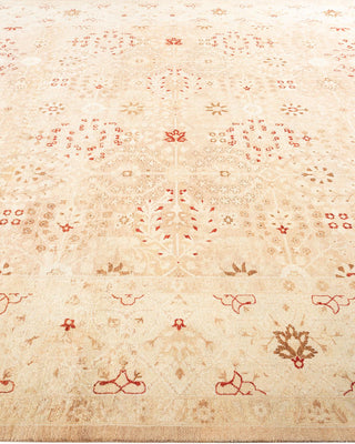 Traditional Mogul Beige Wool Area Rug 8' 3" x 10' 3" - Solo Rugs