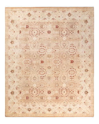 Traditional Mogul Beige Wool Area Rug 8' 3" x 10' 3" - Solo Rugs