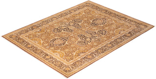 Traditional Mogul Yellow Wool Area Rug 8' 3" x 10' 8" - Solo Rugs