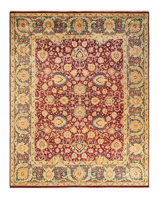 Traditional Mogul Red Wool Area Rug 7' 10" x 10' 3" - Solo Rugs