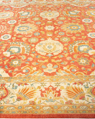 Traditional Mogul Orange Wool Area Rug 8' 0" x 10' 10" - Solo Rugs