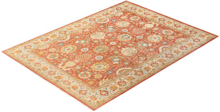 Traditional Mogul Orange Wool Area Rug 8' 0" x 10' 10" - Solo Rugs