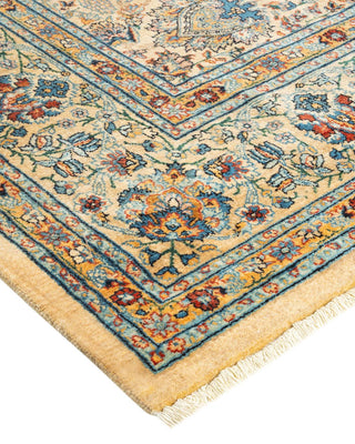 Traditional Mogul Yellow Wool Area Rug 8' 2" x 10' 2" - Solo Rugs