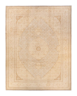 Traditional Mogul Ivory Wool Area Rug 9' 3" x 12' 3" - Solo Rugs