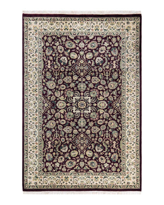 Traditional Mogul Red Wool Area Rug 4' 3" x 6' 5" - Solo Rugs
