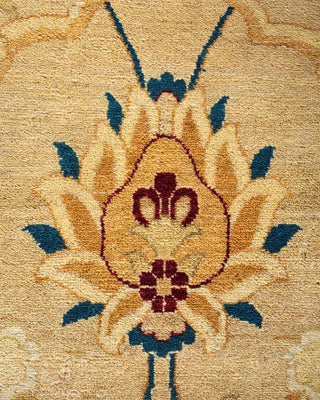 Traditional Mogul Yellow Wool Area Rug 9' 2" x 12' 1" - Solo Rugs