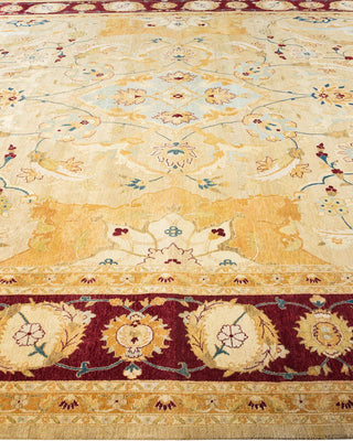 Traditional Mogul Yellow Wool Area Rug 9' 2" x 12' 1" - Solo Rugs