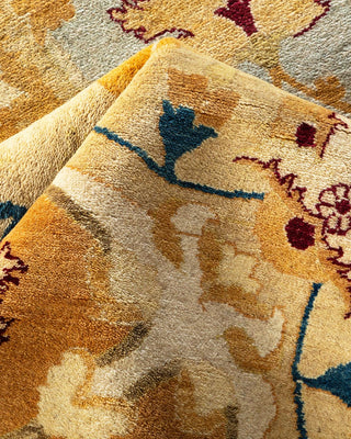 Traditional Mogul Yellow Wool Area Rug 9' 2" x 12' 1" - Solo Rugs