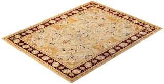 Traditional Mogul Yellow Wool Area Rug 9' 2" x 12' 1" - Solo Rugs