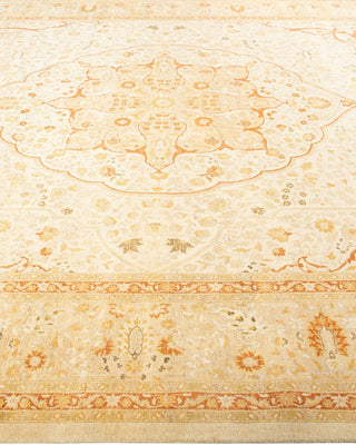 Traditional Mogul Ivory Wool Area Rug 9' 0" x 12' 1" - Solo Rugs