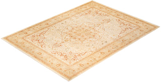 Traditional Mogul Ivory Wool Area Rug 9' 0" x 12' 1" - Solo Rugs