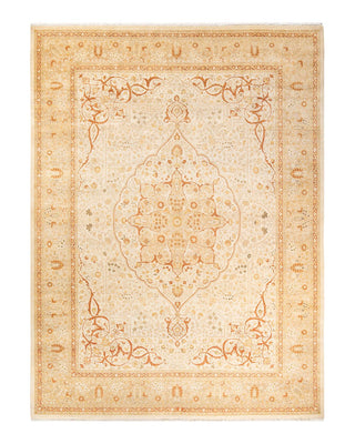 Traditional Mogul Ivory Wool Area Rug 9' 0" x 12' 1" - Solo Rugs
