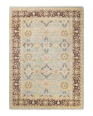 Contemporary Eclectic Light Blue Wool Area Rug 6' 3" x 8' 5" - Solo Rugs