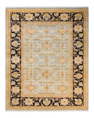 Contemporary Eclectic Light Blue Wool Area Rug 6' 3" x 7' 9" - Solo Rugs