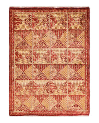 Contemporary Eclectic Orange Wool Area Rug 6' 2" x 8' 4" - Solo Rugs