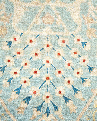 Contemporary Eclectic Light Blue Wool Area Rug 9' 1" x 12' 3" - Solo Rugs