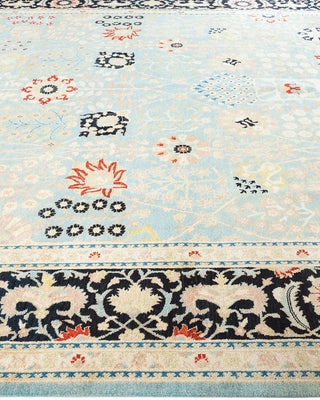 Contemporary Eclectic Light Blue Wool Area Rug 9' 1" x 12' 3" - Solo Rugs