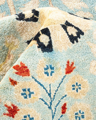 Contemporary Eclectic Light Blue Wool Area Rug 9' 1" x 12' 3" - Solo Rugs