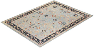 Contemporary Eclectic Light Blue Wool Area Rug 9' 1" x 12' 3" - Solo Rugs