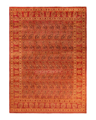 Contemporary Eclectic Orange Wool Area Rug 9' 0" x 12' 5" - Solo Rugs