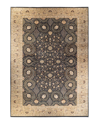 Traditional Mogul Black Wool Area Rug 12' 4" x 17' 6" - Solo Rugs