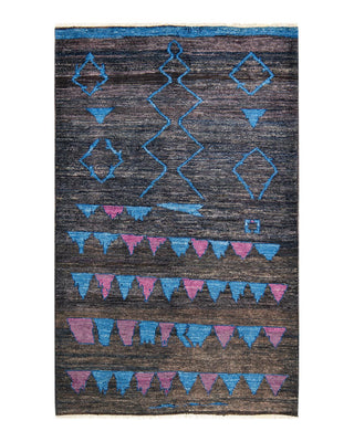 Contemporary Modern Black Wool Area Rug 5' 3" x 8' 3" - Solo Rugs