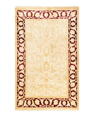 Contemporary Eclectic Ivory Wool Area Rug 4' 0" x 6' 4" - Solo Rugs