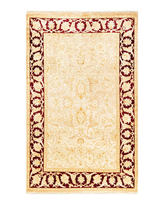 Contemporary Eclectic Ivory Wool Area Rug 4' 0" x 6' 4" - Solo Rugs