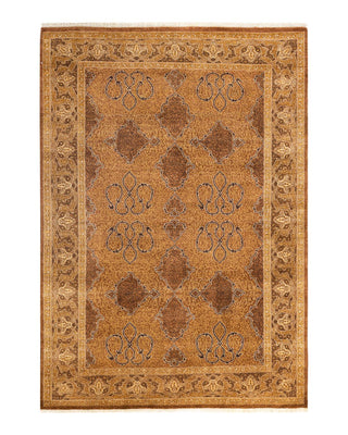 Traditional Mogul Yellow Wool Area Rug 4' 3" x 6' 0" - Solo Rugs