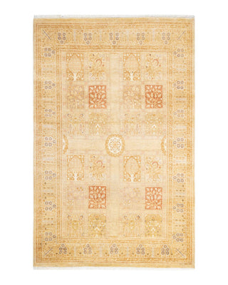 Traditional Mogul Ivory Wool Area Rug 4' 0" x 6' 2" - Solo Rugs