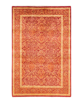 Traditional Mogul Orange Wool Area Rug 4' 2" x 6' 5" - Solo Rugs