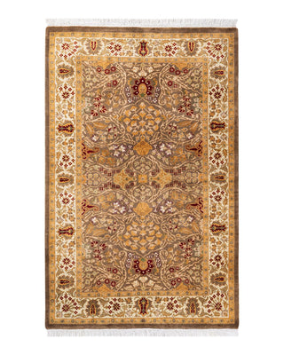 Traditional Mogul Brown Wool Area Rug 3' 2" x 5' 0" - Solo Rugs