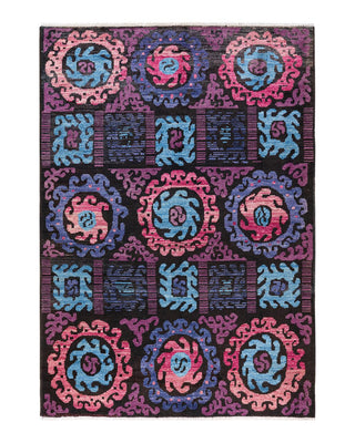 Contemporary Modern Purple Wool Area Rug 6' 5" x 9' 1" - Solo Rugs