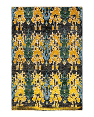 Contemporary Modern Black Wool Area Rug 6' 1" x 9' 0" - Solo Rugs