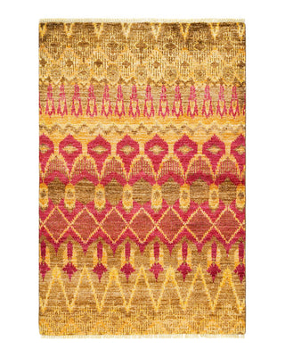 Contemporary Modern Green Wool Area Rug 4' 1" x 6' 2" - Solo Rugs