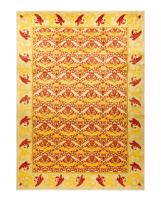 Contemporary Arts & Crafts Red Wool Area Rug 9' 10" x 13' 10" - Solo Rugs