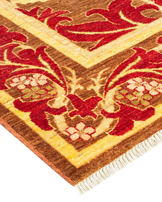 Contemporary Arts & Crafts Yellow Wool Area Rug 6' 1" x 8' 10" - Solo Rugs