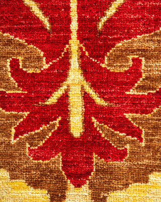 Contemporary Arts & Crafts Yellow Wool Area Rug 6' 1" x 8' 10" - Solo Rugs