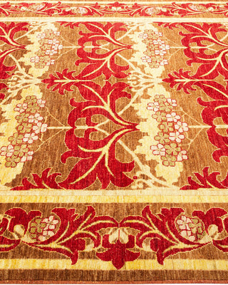 Contemporary Arts & Crafts Yellow Wool Area Rug 6' 1" x 8' 10" - Solo Rugs