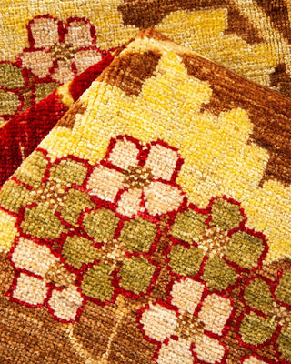Contemporary Arts & Crafts Yellow Wool Area Rug 6' 1" x 8' 10" - Solo Rugs