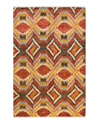 Contemporary Modern Red Wool Area Rug 6' 0" x 9' 1" - Solo Rugs