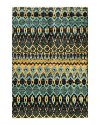 Contemporary Modern Black Wool Area Rug 5' 10" x 8' 10" - Solo Rugs