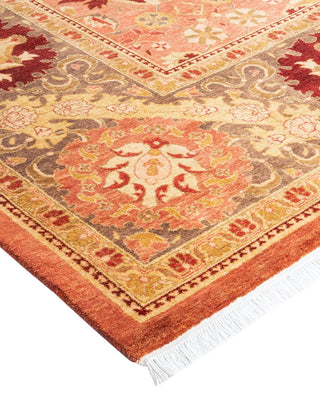 Traditional Mogul Pink Wool Area Rug 8' 1" x 12' 6" - Solo Rugs